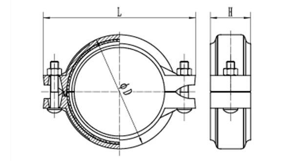 Rigid Grooved Piping System Pipe Coupling dimension drawing