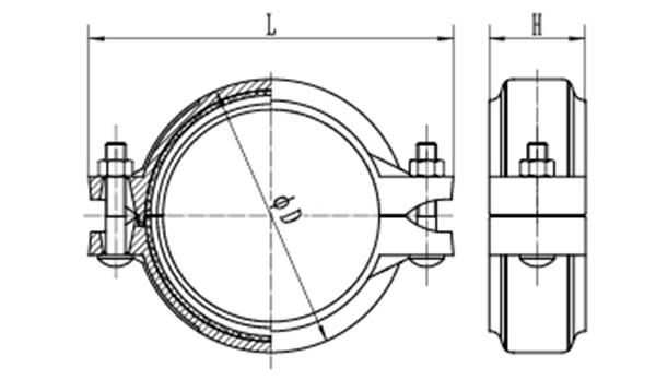Flexible Grooved Piping System Pipe Coupling dimension drawing