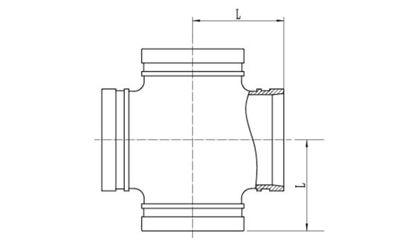 Grooved Pipe Cross dimension drawing