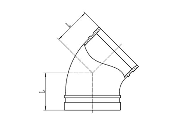 45 Degree Grooved Pipe Elbow dimension drawing